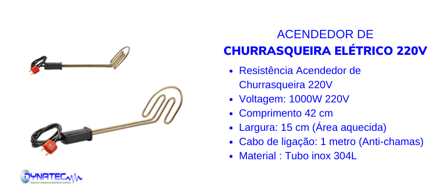 banner características ACENDEDOR DE CHURRASQUEIRA ELÉTRICO 220V