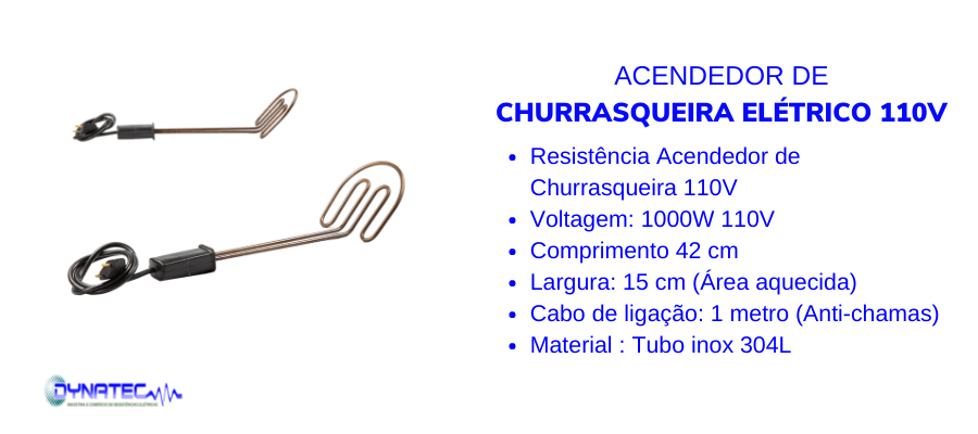 banner características ACENDEDOR DE CHURRASQUEIRA ELÉTRICO 110V