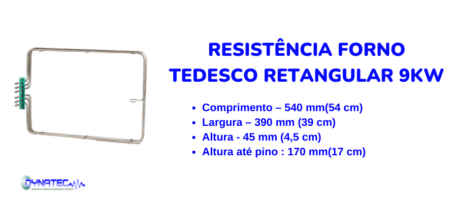 banner  Resistência forno Tedesco retangular 9KW - dimensao